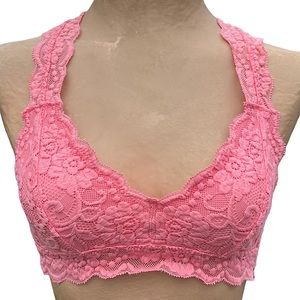 - Mae Pink/Peach Lace Overlay Bralette SZ S! EUC!